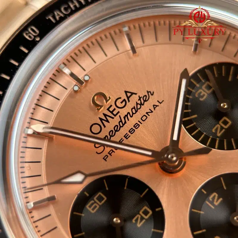 Omega-Speedmaster-Moonwatch-Chronograph-Two-Tone-Rose-Gold-Pink-Dial-Swiss-Replica-6-800x800 Omega Speedmaster Moonwatch Chronograph Two Tone Rose Gold Pink Dial Swiss Replica 42mm - Image 6