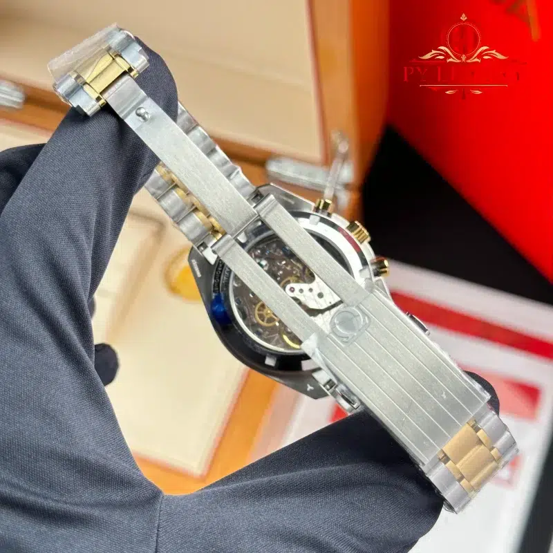Omega-Speedmaster-Moonwatch-Chronograph-Two-Tone-Yellow-Gold-Silver-Dial-Swiss-Replica-N1F-10-800x800 Omega Speedmaster Moonwatch Chronograph Two Tone Yellow Gold Silver Dial Swiss Replica 42mm - Image 10