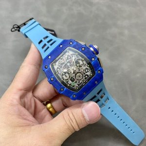 Richard Mille RM11-03 Jean Todt 50th Anniversary Chronograph Blue Carbon Fiber Best Replica KVF 49.94 x 44.5mm