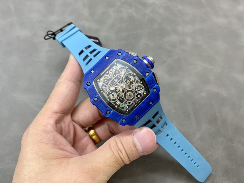 RM11-03-Jean-Todt-50th-Anniversary-Chronograph-Blue-Carbon-Fiber-3-800x600 Richard Mille RM11-03 Jean Todt 50th Anniversary Chronograph Blue Carbon Fiber Best Replica KVF 49.94 x 44.5mm
