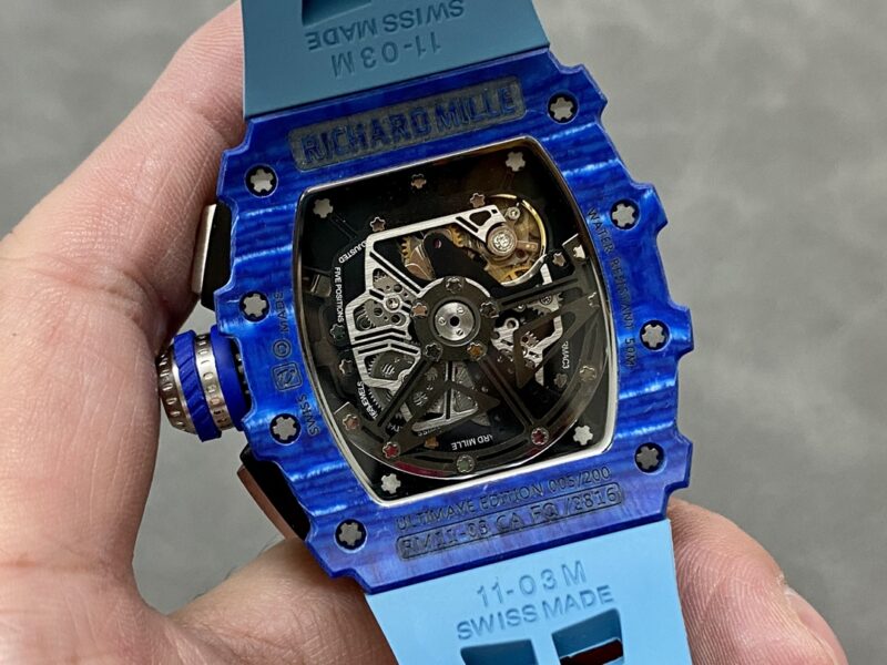 RM11-03-Jean-Todt-50th-Anniversary-Chronograph-Blue-Carbon-Fiber-6-800x600 Richard Mille RM11-03 Jean Todt 50th Anniversary Chronograph Blue Carbon Fiber Best Replica KVF 49.94 x 44.5mm - Image 7