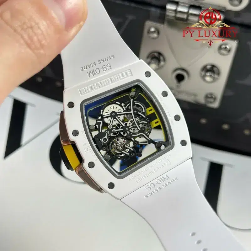 Richard-Mille-RM-61-01-Yohan-Blake-Asia-Limited-Edition-White-Ceramic-9-800x800 Richard Mille RM 61-01 Yohan Blake Asia Limited Edition White Ceramic 1:1 Best Replica ZF 42.7mm x 50.23mm - Image 11