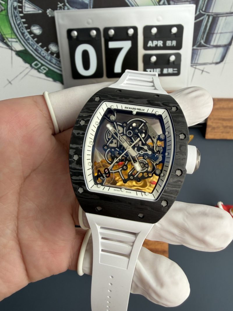 Richard-Mille-RM055-Bubba-Watson-White-Legend-Carbon-NTPT-Vaucher-Movement-1-1-Super-Clone-2-800x1067 Richard Mille RM055 Bubba Watson White Legend Carbon NTPT Vaucher Movement 1:1 Super Clone A9 Factory 42.7mm x 49.9mm (Free Sprung) - Image 2