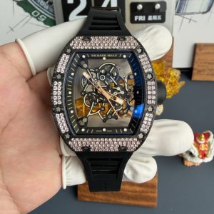 Richard Mille RM055 Rose Gold Custom Carbon TPT CVD Diamond Vaucher Movement 42.7mm x 49.9mm