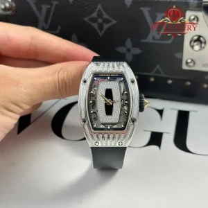 Richard Mille RM07-01 Lady Diamonds Black Onyx Dial Black Rubber Strap 1:1 Super Clone ZF 45.32 x 32.3mm