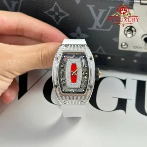 Richard Mille RM07-01 Lady Diamonds Red Lip White Rubber Strap 1:1 Super Clone ZF 45.32 x 32.3mm