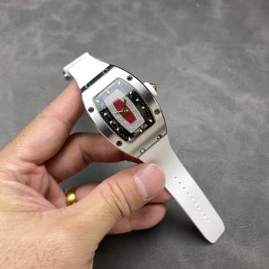 Richard Mille RM07-01 White Gold Red Lip White Rubber Strap 1:1 Best Replica BBAF 45.32 x 32.3mm