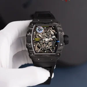 Richard Mille RM35-02 Rafael Nadal Black Carbon TPT Black Rubber Band Super Clone V7 ZF 49.94mm x 44.5mm