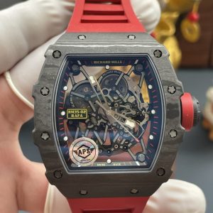 Richard Mille RM35-02 Rafael Nadal Black Carbon TPT 1:1 Super Clone Top Quality Free Sprung APSF V2 49.94mm x 44.5mm