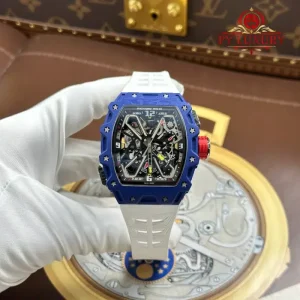 Richard Mille RM35-03 Rafael Nadal Blue Quartz TPT White Rubber Strap Best Replica 43.2mm x 50mm