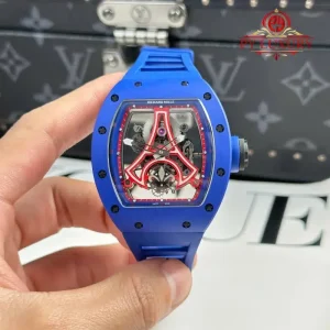 Richard Mille RM52-03 Paris Saint-Germain Tourbillon Blue Ceramic Rubber Band Best Replica 48mm x 39.3mm