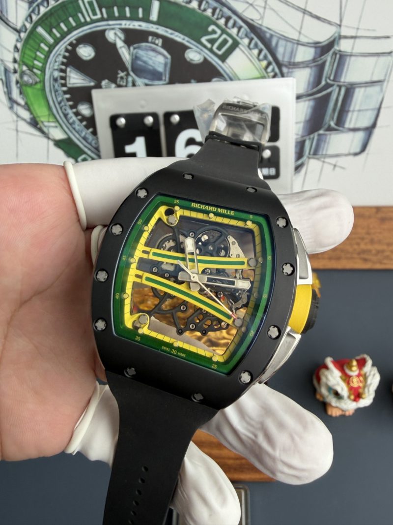 Richard-Mille-RM61-01-Yohan-Blake-Green-Yellow-Dial-Black-Ceramic-Vaucher-Movement-1-1-Super-Clone-A9-Factory-2-800x1067 Richard Mille RM61-01 Yohan Blake Green/Yellow Dial Black Ceramic Vaucher Movement 1:1 Super Clone A9F 42.7mm x 50.23mm (Free Sprung) - Image 2