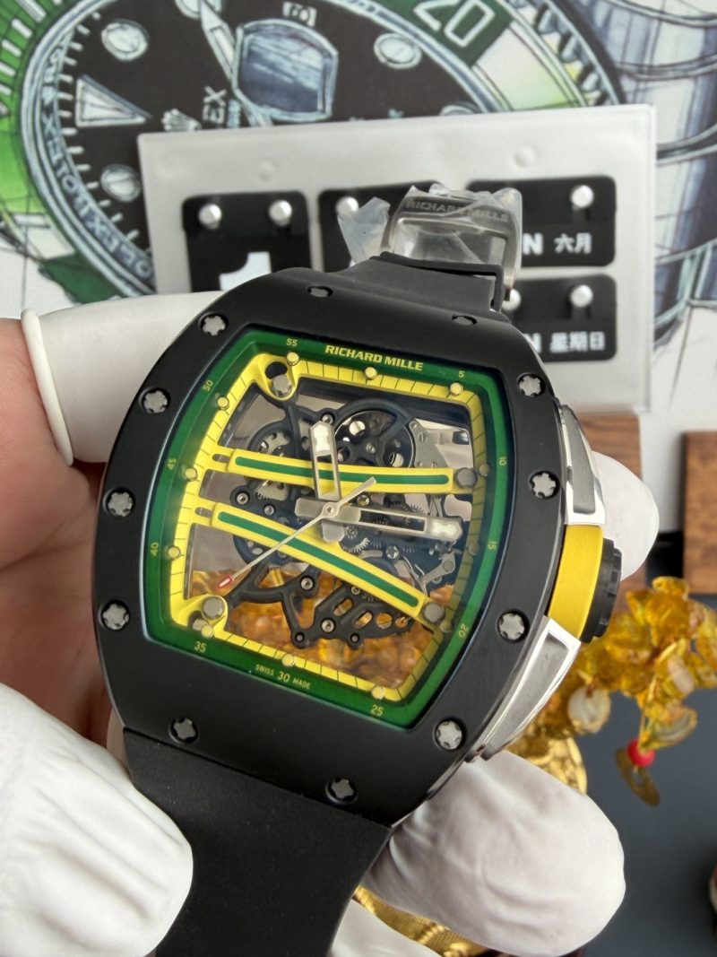 Richard-Mille-RM61-01-Yohan-Blake-Green-Yellow-Dial-Black-Ceramic-Vaucher-Movement-1-1-Super-Clone-A9-Factory-4-800x1067 Richard Mille RM61-01 Yohan Blake Green/Yellow Dial Black Ceramic Vaucher Movement 1:1 Super Clone A9F 42.7mm x 50.23mm (Free Sprung) - Image 4