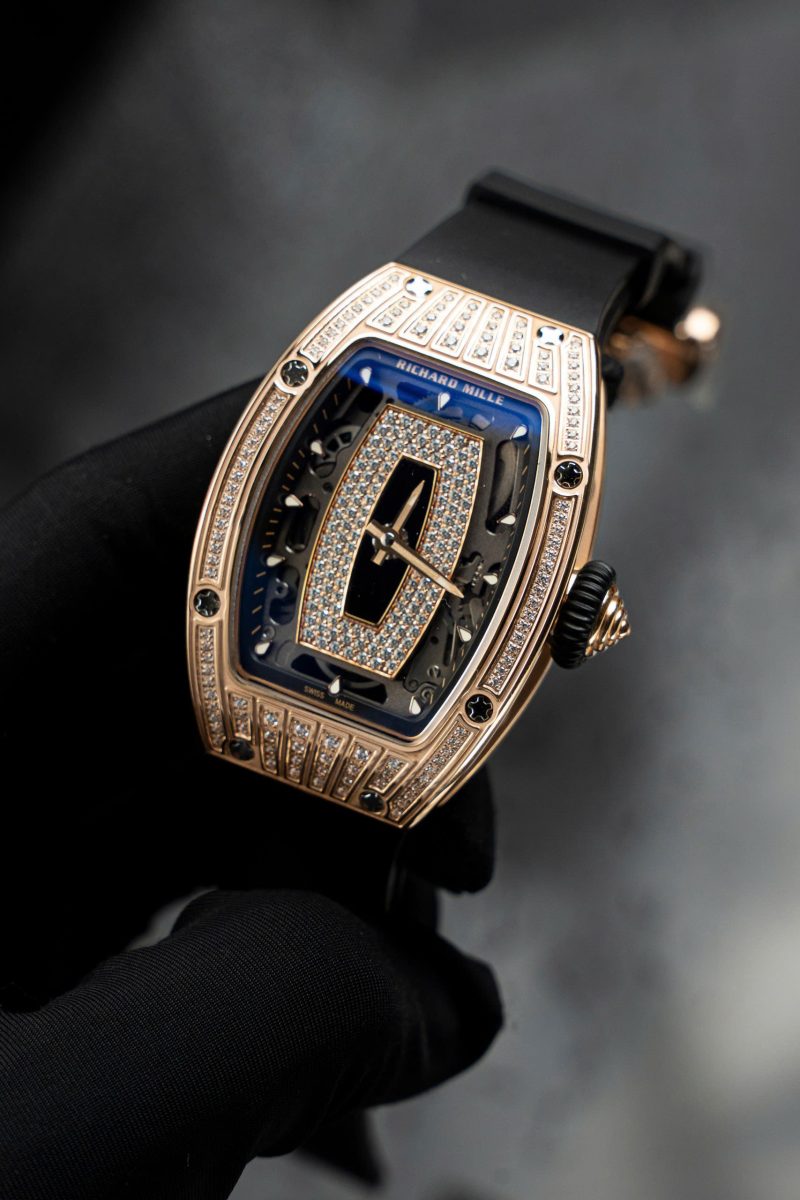Richard-Mille-Rm07-01-Rose-Gold-Diamonds-Onyx-Dial-3-800x1200 Richard Mille RM07-01 Rose Gold Diamonds Onyz Dial Rubber Strap 1:1 Super Clone ZF 45.32 x 32.3mm - Image 3