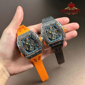 Richard Mille RM65-01 McLaren Chronograph Carbon Fiber Skeleton Dial Rubber Strap Best Replica 44.5mm x 49.9mm