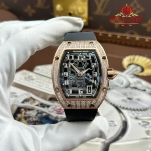 Richard Mille RM67-01 Rose Gold Extra-Flat Med-set Moissanite Diamonds Best Replica 38.7mm x 47.5mm