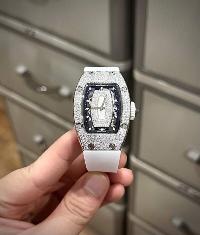 Rm07-01-White-MOP-Lip-Snow-Dial-Custom-Moissanite-2-800x937 Richard Mille RM07-01 Lady White MOP Lip Snow Diamonds Custom Moissanite Replica 45.32¡Á32.3mm - Image 2