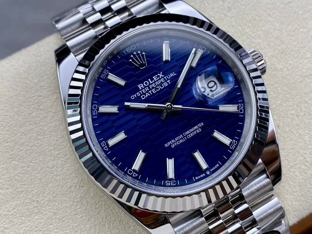 Rolex-DateJust-41mm-126334-0032-Clean-Factory-11-904L-Steel-SS-Blue-Fluted-Dial-on-SS-Jubilee-Bracelet-SA3235-1 DateJust 41 126334 Clean Plus 1:1 Best Edition 904L Steel Blue Stick Dial on Jubilee Bracelet DD3235 Super Clone - Image 3