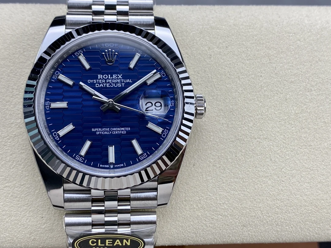 Rolex-DateJust-41mm-126334-0032-Clean-Factory-11-904L-Steel-SS-Blue-Fluted-Dial-on-SS-Jubilee-Bracelet-SA3235 DateJust 41 126334 Clean Plus 1:1 Best Edition 904L Steel Blue Stick Dial on Jubilee Bracelet DD3235 Super Clone - Image 2