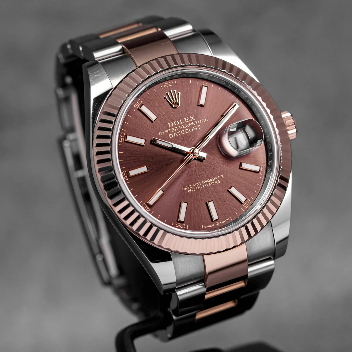 Rolex-Datejust-41-Twotone-Rosegold-Choco-Indonesia-_3 Datejust 41mm Two-Tone Rose Gold Chocolate Dial - Image 4