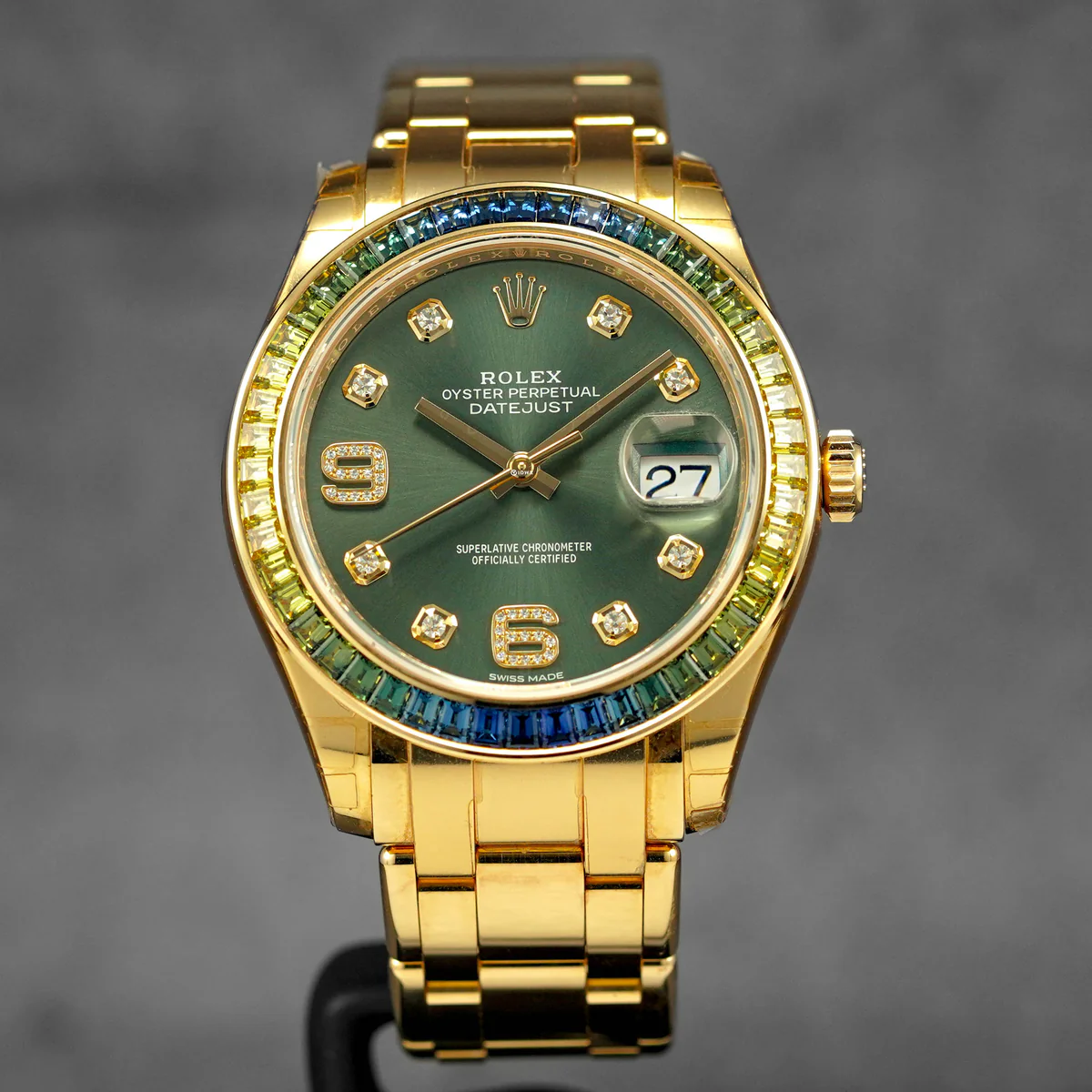Rolex-Datejust-Pearlmaster-Olive-Green-Indonesia-_1 Datejust 39mm Pearlmaster Yellow Gold Olive Green Diamond Dial - Image 2