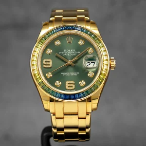 Datejust 39mm Pearlmaster Yellow Gold Olive Green Diamond Dial