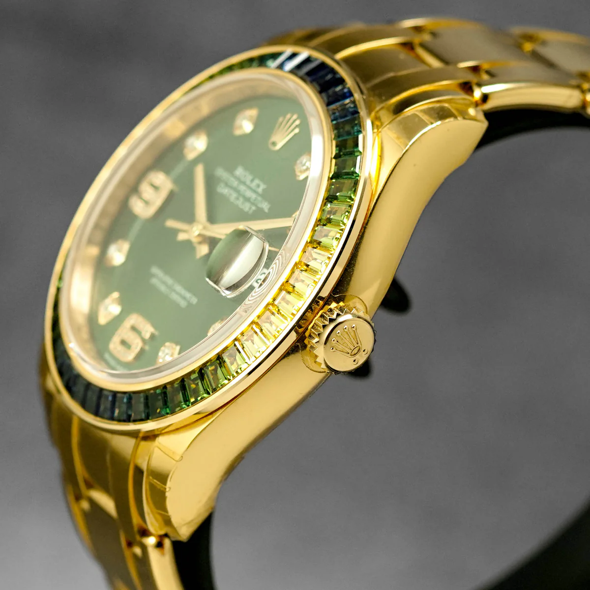 Rolex-Datejust-Pearlmaster-Olive-Green-Indonesia-_3 Datejust 39mm Pearlmaster Yellow Gold Olive Green Diamond Dial - Image 4