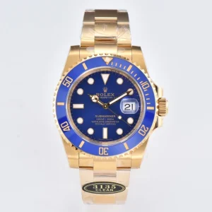 Rolex Submariner 40mm 116618 LB Blue Dial & Ceramic Bezel YG Plated Super Clone V3
