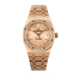 Royal Oak 15450ST 37mm Champagne Dial in Rose Gold with Diamond Bezel