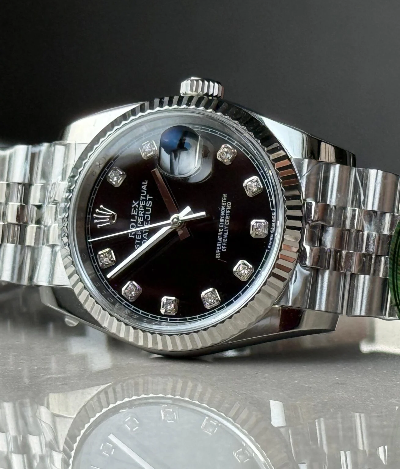 WhatsApp-Image-2025-11-21-at-20.48.27-1-1309x1536-1 DateJust 36 SS 126233 ARF 1:1 Best Edition Black Diamonds Dial on Jubilee Bracelet SH3235 - Image 3