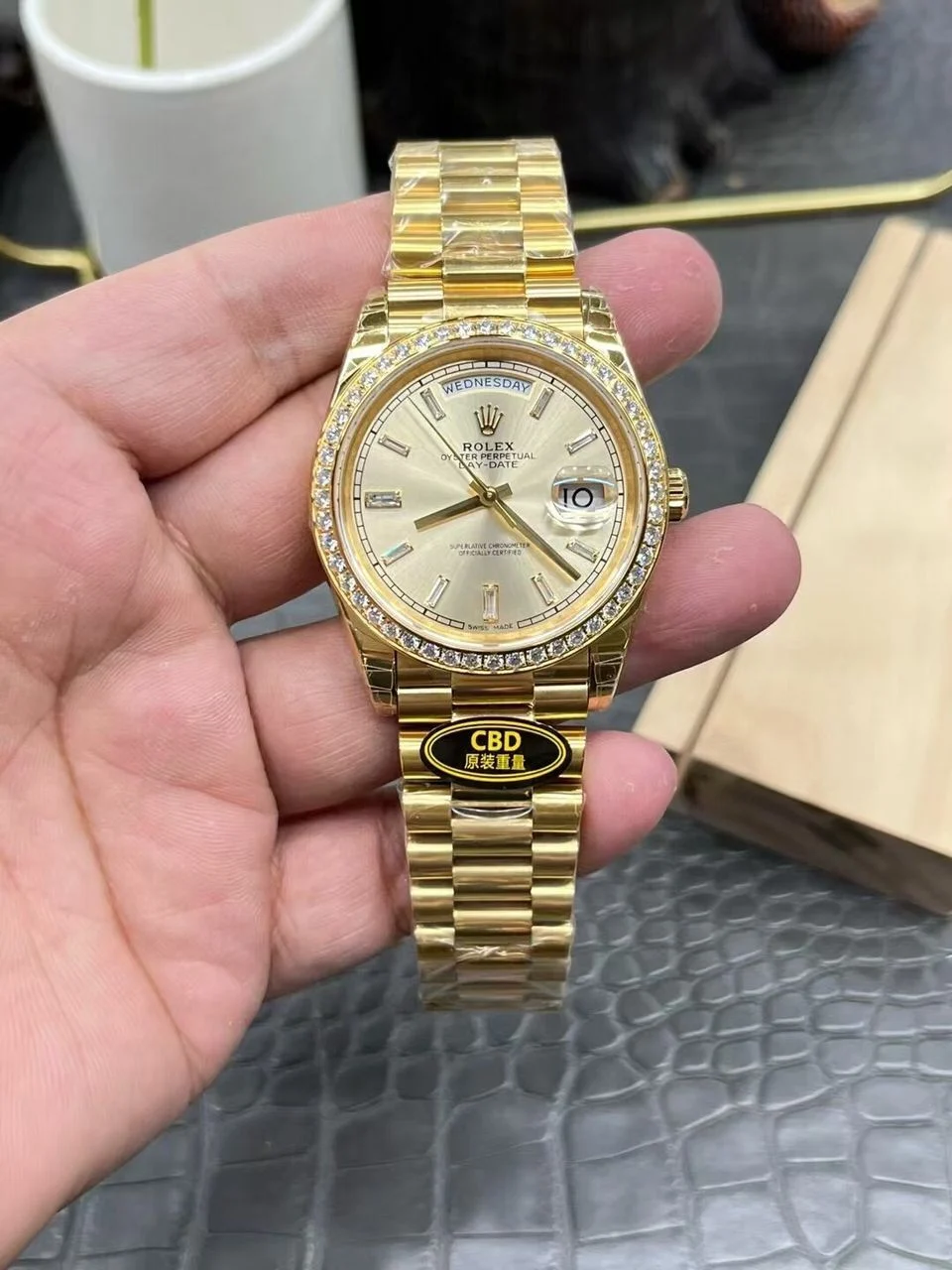 WhatsApp-Image-2026-01-11-at-11.53.49-PM Rolex Oyster Perpetual Day-Date Watch in Yellow Gold with a Champagne President Bracelet 210g Super Clone
