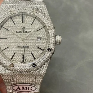 Audemars Piguet Royal Oak 41MM Silver Dial Iced Out 25.25- 15400ST