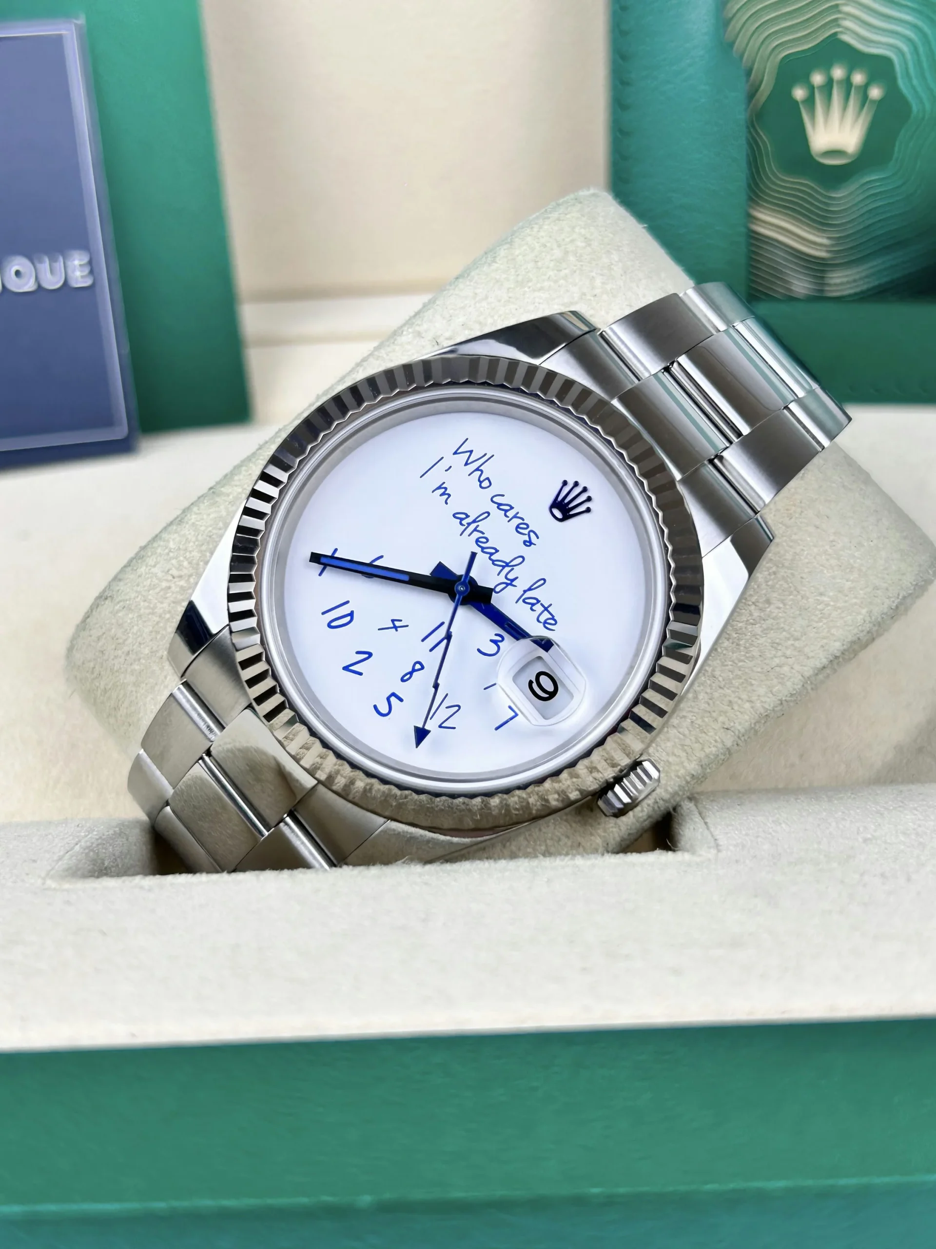 cEoYZKYoUj4-Pg_sbxk_MJYNhYKCHBDiQBg-KSgsn5E-1 Rolex Datejust Who cares I¡¯m already late Size 41mm 3235 Movement 904L Stainless Steel Material - Image 3
