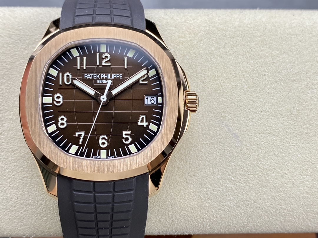 d41f556b Aquanaut 5167 40mm RG 3KF 1:1 Best Edition Brown Dial on Black Rubber Strap A330 Super Clone - Image 5