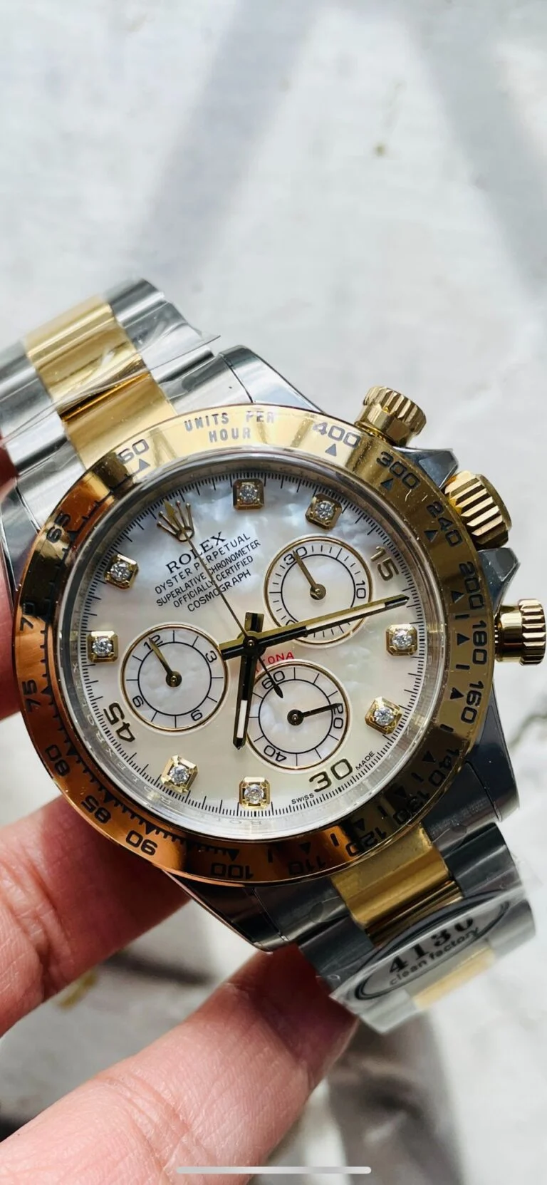 dc74cb11-af71-4025-a02b-f64366a32c5a-1-768x1663-1 Daytona 116503 Two Tone Yellow Gold Real MOP Diamond Dial Clean 1:1 Best SA4130 Super Clone - Image 3