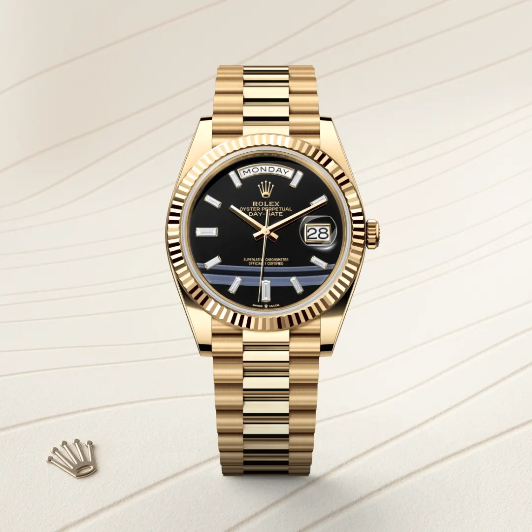 m228238-0059-gallery-01-1 Day Date 40 YG TMF 1:1 Best Edition Black Crystal Dial on President Bracelet VR3255 (220g)