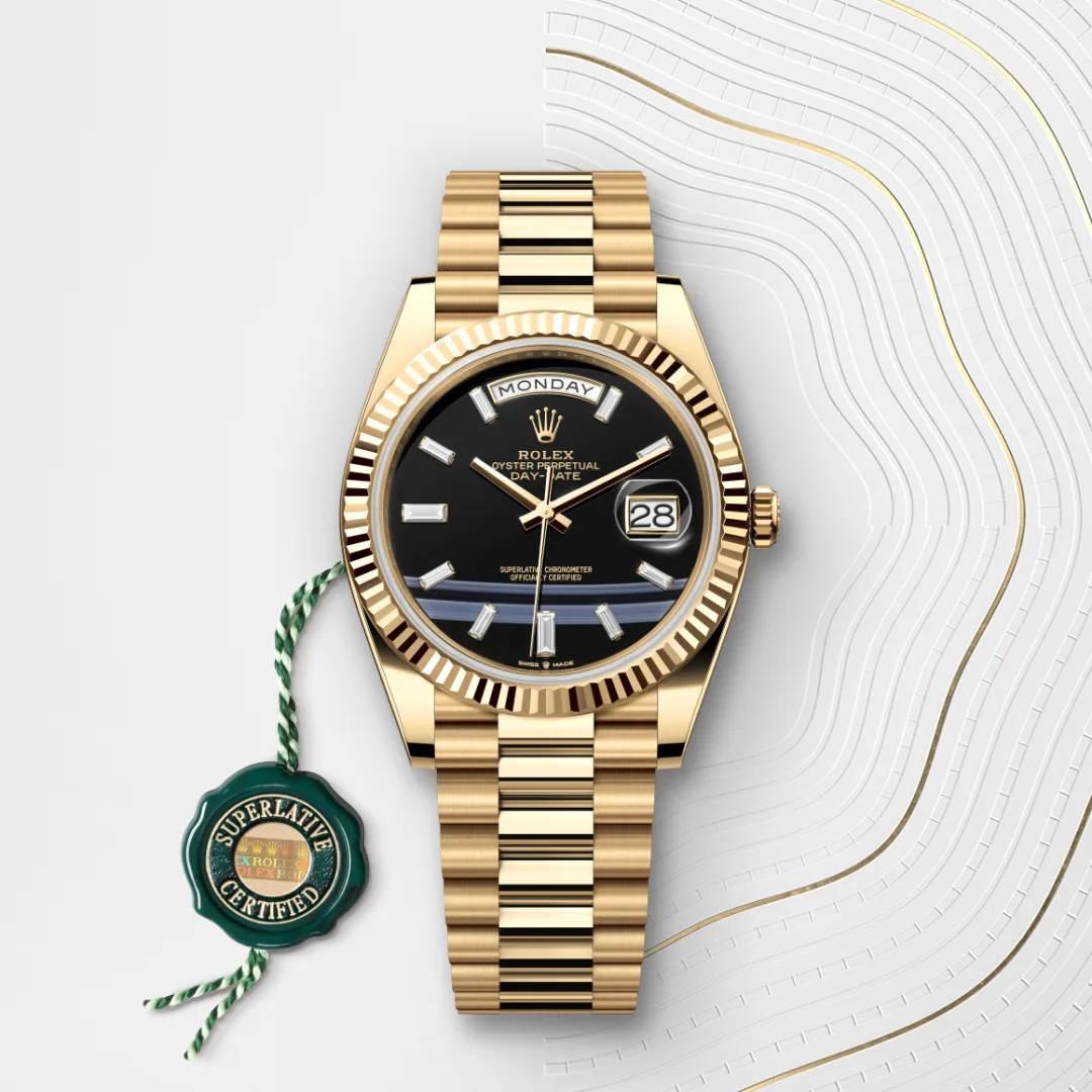 m228238-0059-gallery-03-1 Day Date 40 YG TMF 1:1 Best Edition Black Crystal Dial on President Bracelet VR3255 (220g) - Image 3