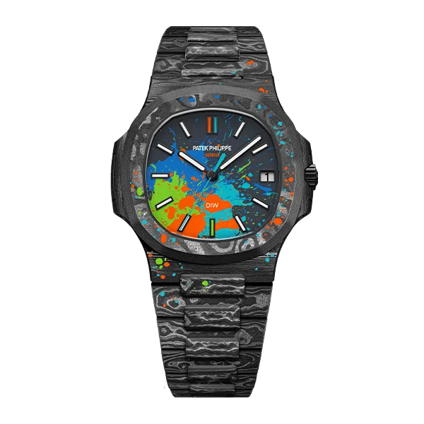 patek_motley_3d_1 Nautilus 5711 DIW Carbon DIWF 1:1 Best Edition Carbon Motley Dial On Carbon Bracelet 324CS - Image 2