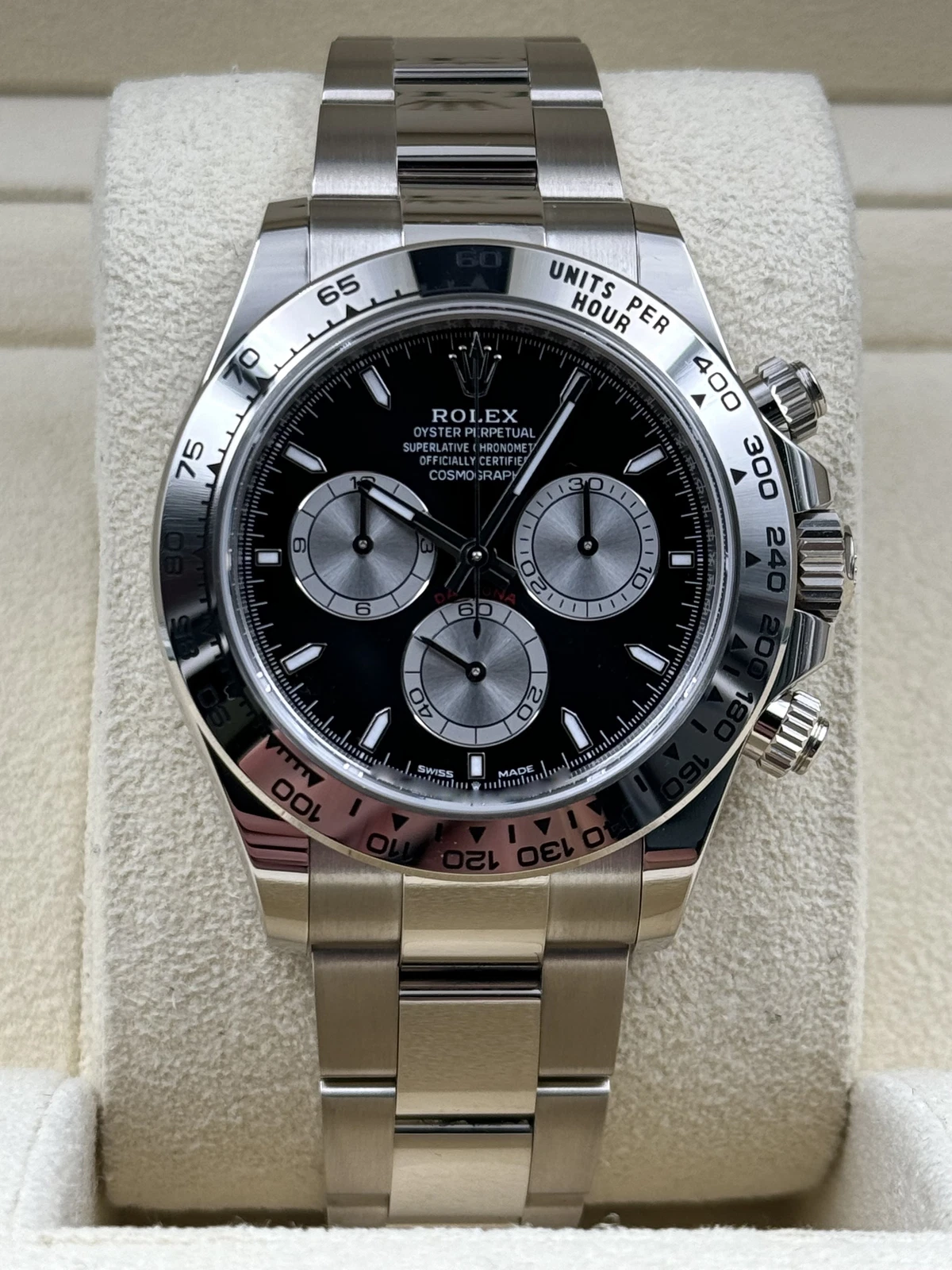 s-l1600 Daytona 126509 904L SS UFO 1:1 Best Edition Black Dial Silver Subdial On 904L SS Bracelet UF4131 (Free Sprung)